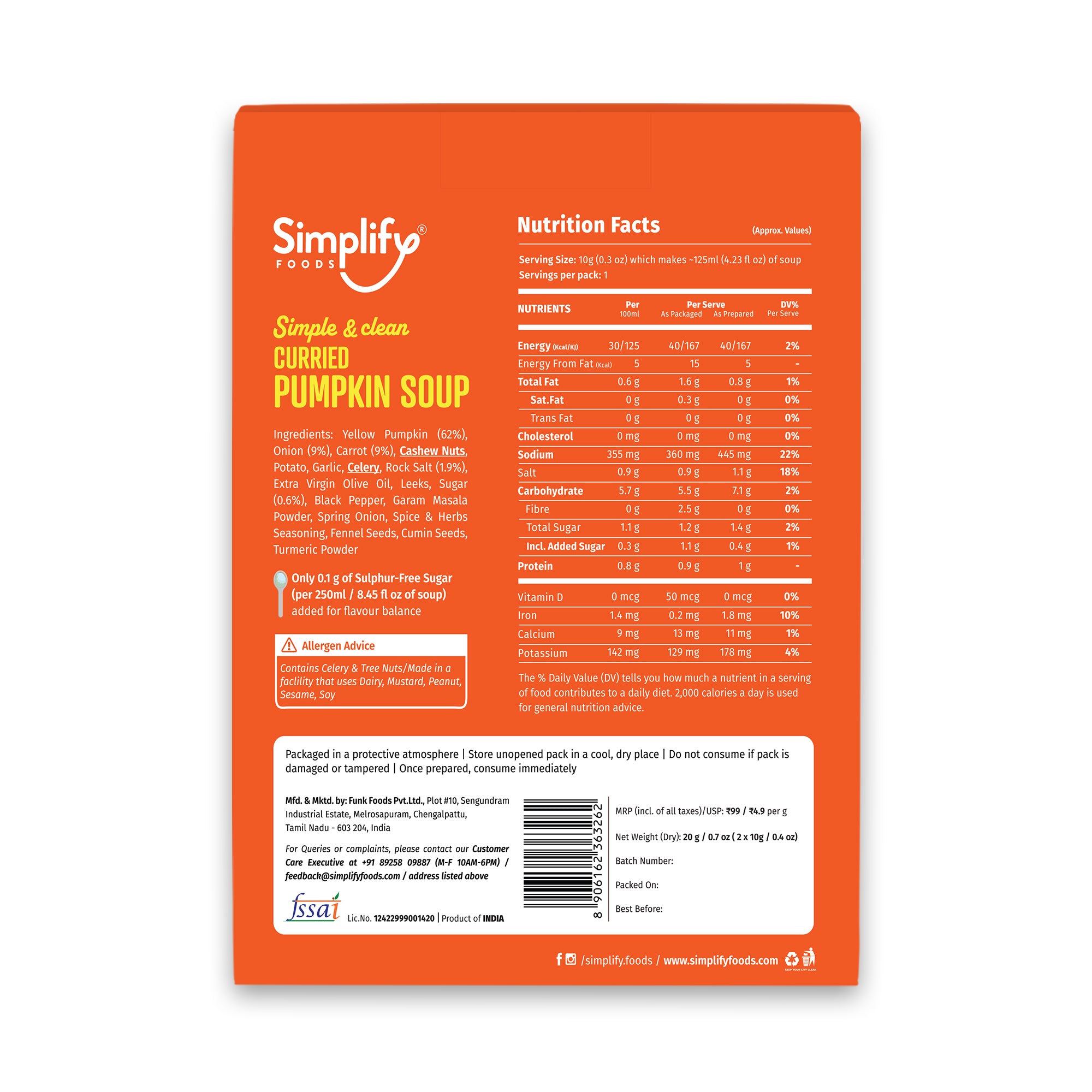 Curried Pumpkin soup - 1 sleeve